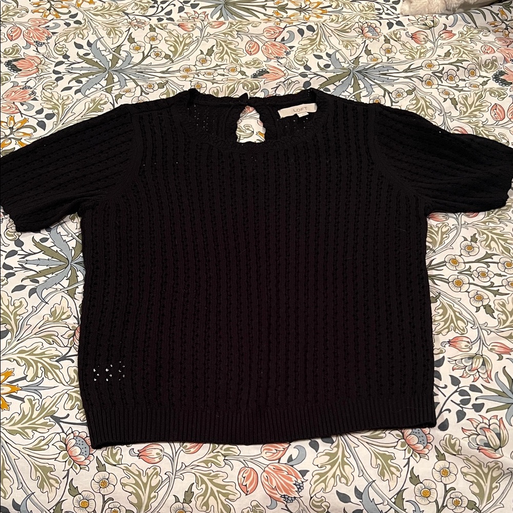 Loft Black Knit Short Sleeve Sweater